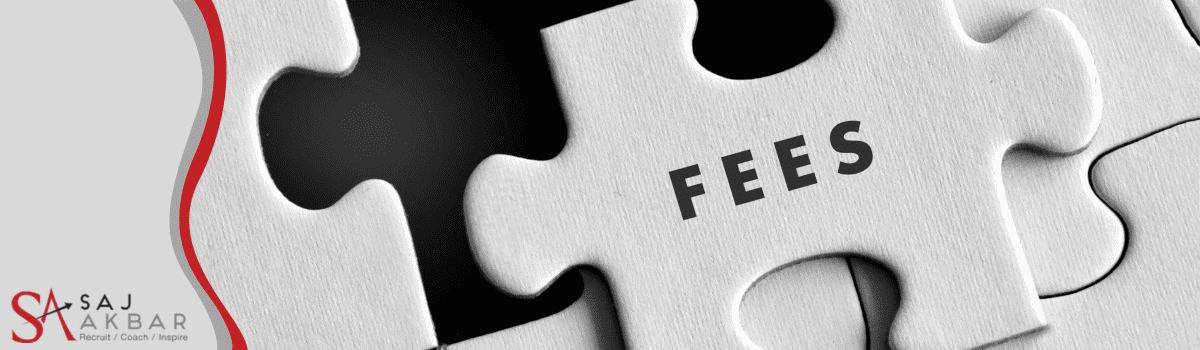 A jigsaw with a piece with the word fees on it