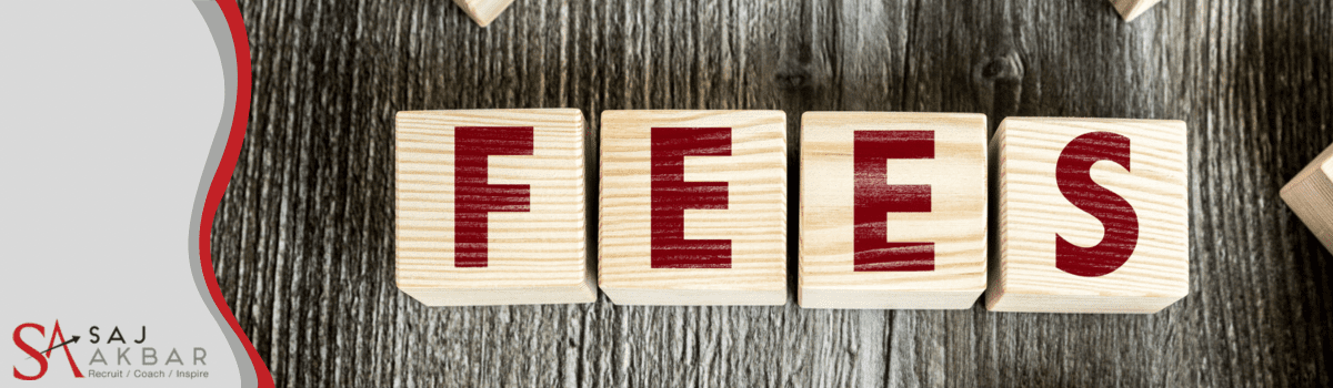 Wooden blocks that spell out fees