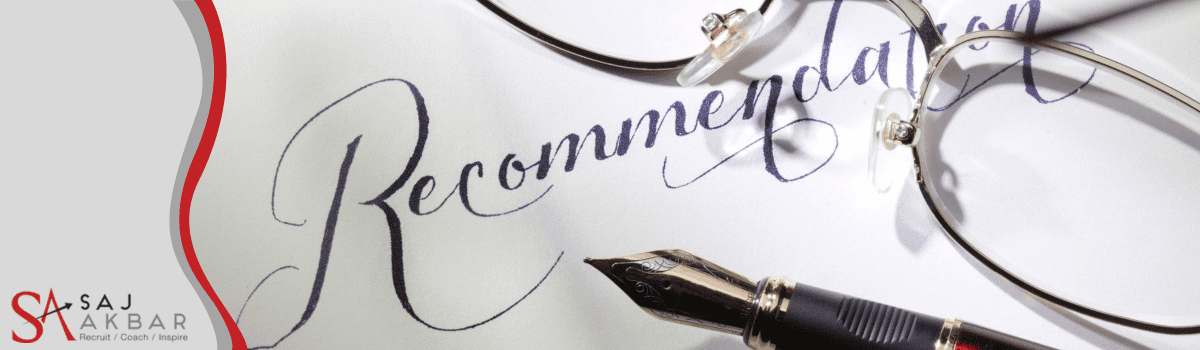 Recommendation written in a fancy font