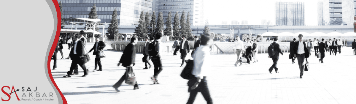Business people walking around 